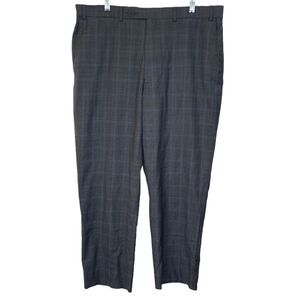 Hart Schaffner Marx Pants Men's 38R 100% Wool Plaid Dark Gray Blue Dress
